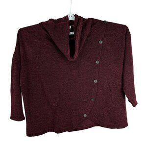 Retrology Burgundy Sweater 3X Asymmetrical Button Front Lightweight Hoodie